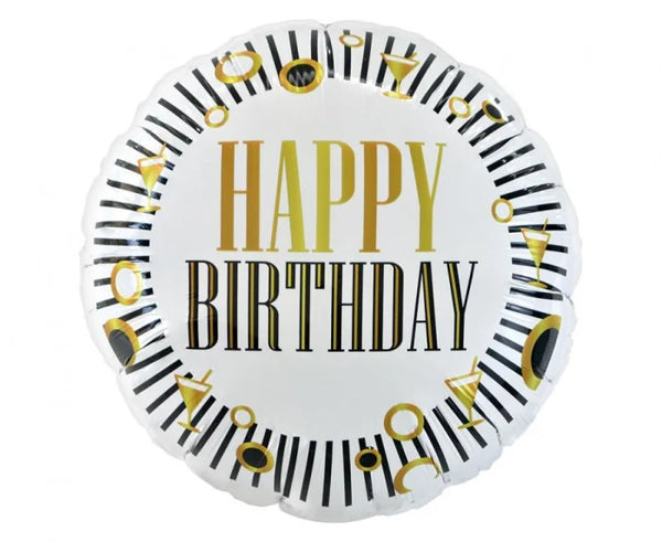 Balon foliowy Happy Birthday 18 cali – elegancka dekoracja urodzinowa 🎈