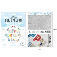 Balon foliowy Happy Birthday – Auta 45 cm - Balloons