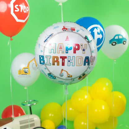 Balon foliowy Happy Birthday – Auta 45 cm - Balloons