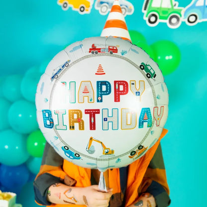 Balon foliowy Happy Birthday – Auta 45 cm - Balloons