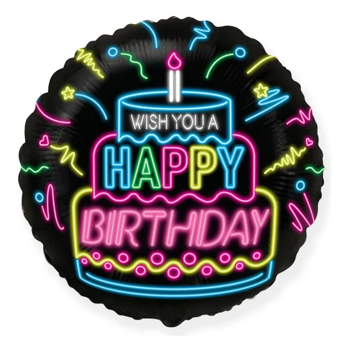 Balon foliowy Happy Birthday NEON, FX, 48 cm