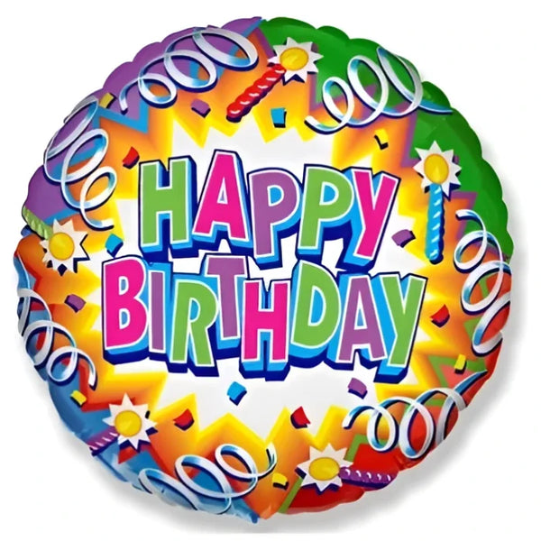 Balon foliowy Happy Birthday, świeczka, FX 48 cm