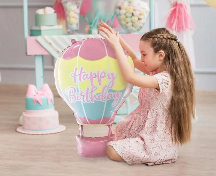 Balon foliowy Happy Birthday – balon z koszem 40 × 60 cm - Balloons