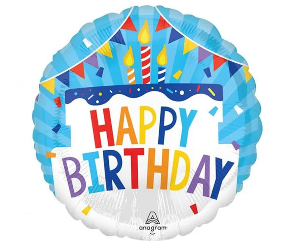 Balon foliowy Happy Birthday z tortem urodzinowym 46 cm (18 cali) - Balloons