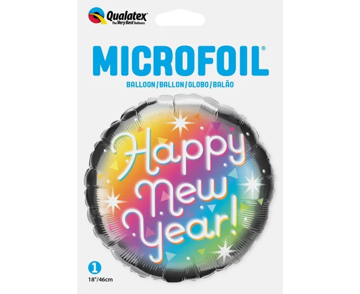 Balon foliowy Happy New Year pryzmatyczny – 18 cali / 46 cm | Qualatex - Balloons