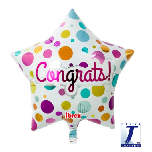 Balon foliowy, Ibrex Hel, Gwiazda, Congrats, biały, 38 cm, 1 szt.