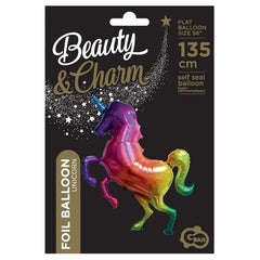 Balon foliowy Jednorożec, 135 cm, tęczowy