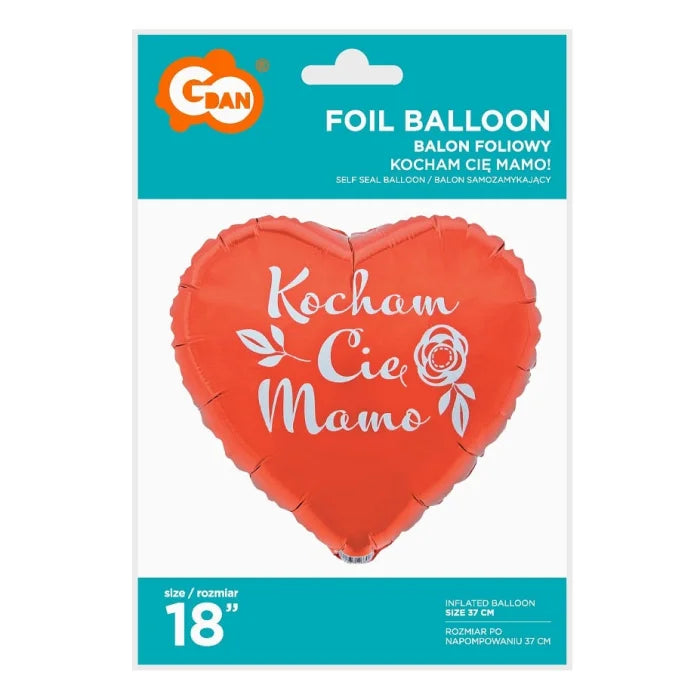 Balon foliowy Kocham Cię Mamo, 18"