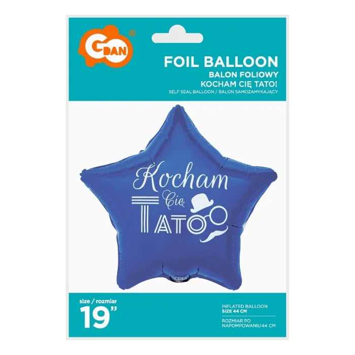 Balon foliowy Kocham Cię Tato niebieski , 19"