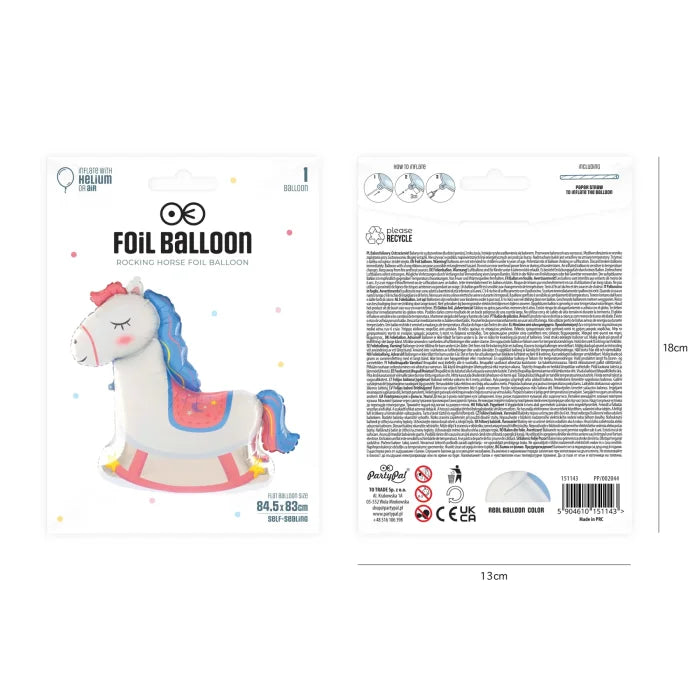 Balon foliowy Koń na biegunach 84 × 83 cm – urocza dekoracja na urodziny i baby shower - Balloons