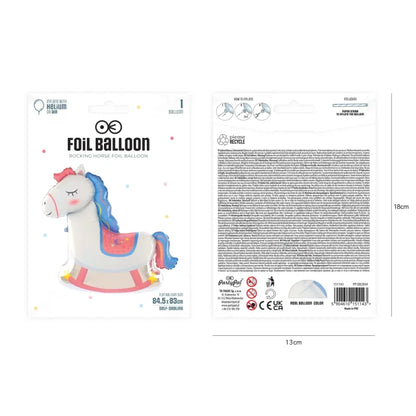 Balon foliowy Koń na biegunach 84 × 83 cm – urocza dekoracja na urodziny i baby shower - Balloons