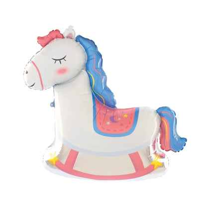 Balon foliowy Koń na biegunach 84 × 83 cm – urocza dekoracja na urodziny i baby shower - Balloons