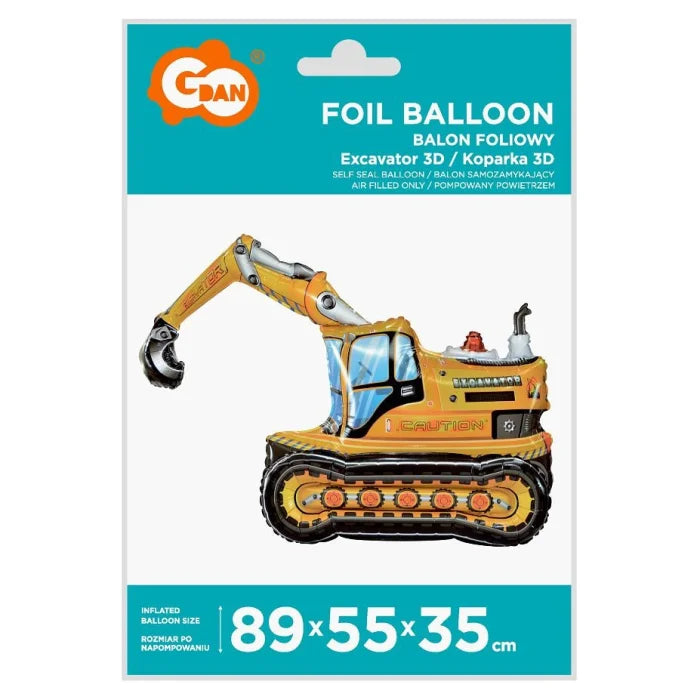 Balon foliowy Koparka 3D, 89x55x35 cm