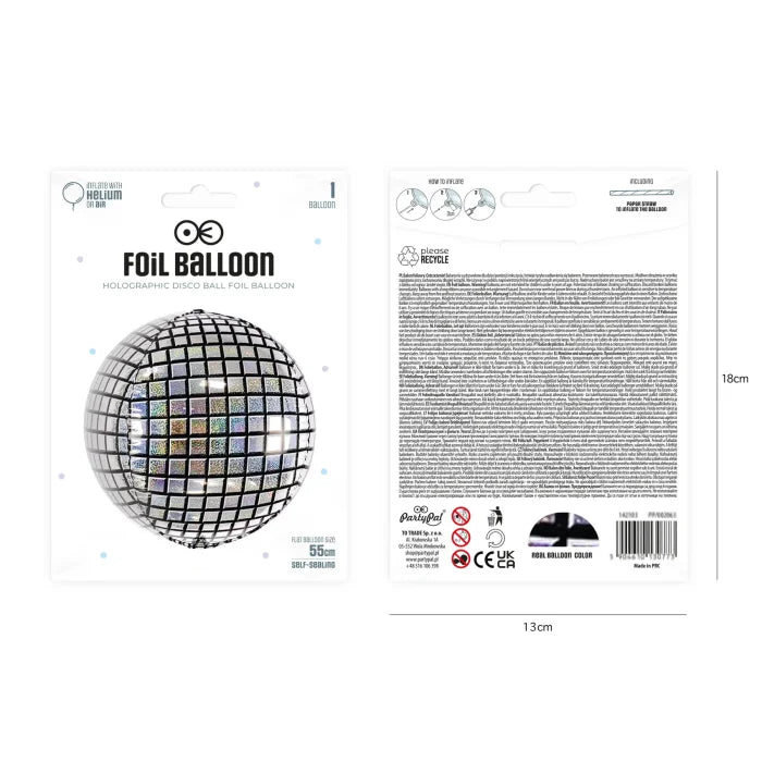 Balon foliowy Kula Disco 22 cale (55 cm) – efektowna dekoracja na każdą okazję - Balloons