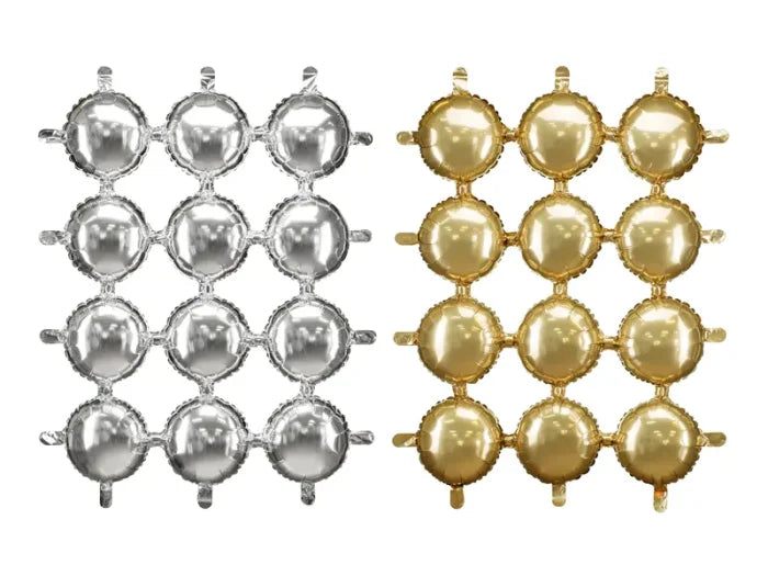 Balon foliowy – kurtyna dwustronna „Koła” złoto-srebrny 78 × 107 cm - Balloons