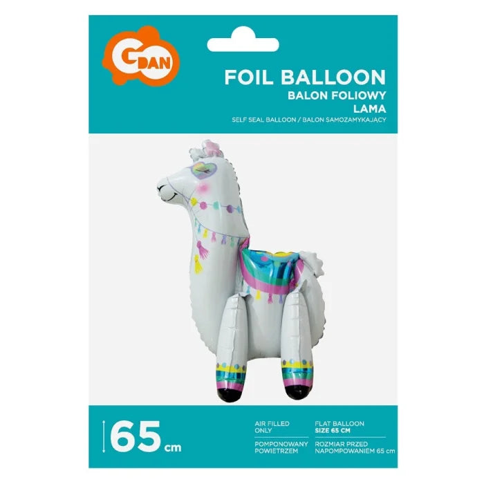 Balon foliowy Lama, 65 cm, biała, stojąca