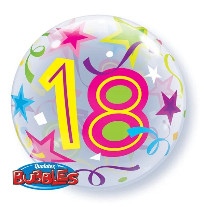 Balon foliowy LICZBA 18, Urodziny Bubble, 22 cali QL