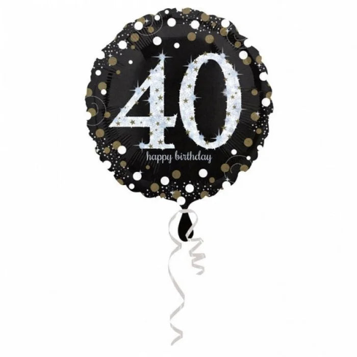 BALON FOLIOWY LICZBA 40, SPARKLING BIRTHDAY 40