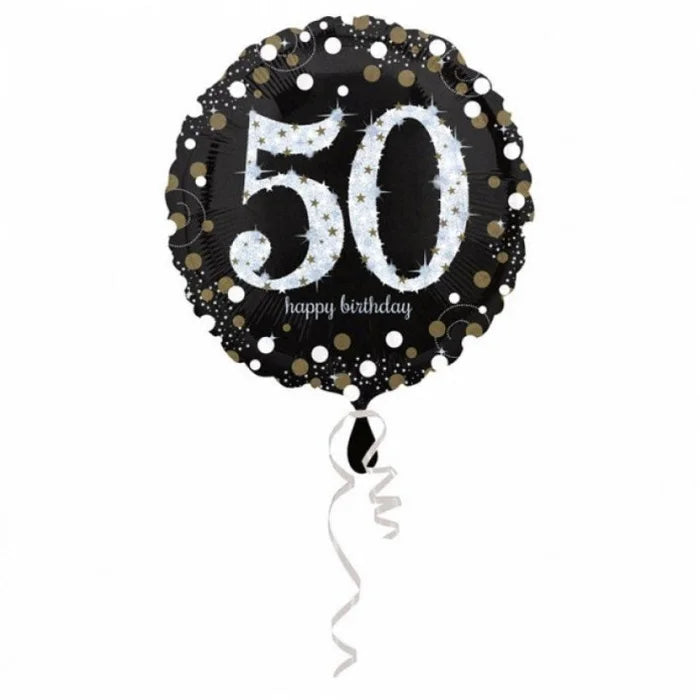 BALON FOLIOWY LICZBA 50, SPARKLING BIRTHDAY 50