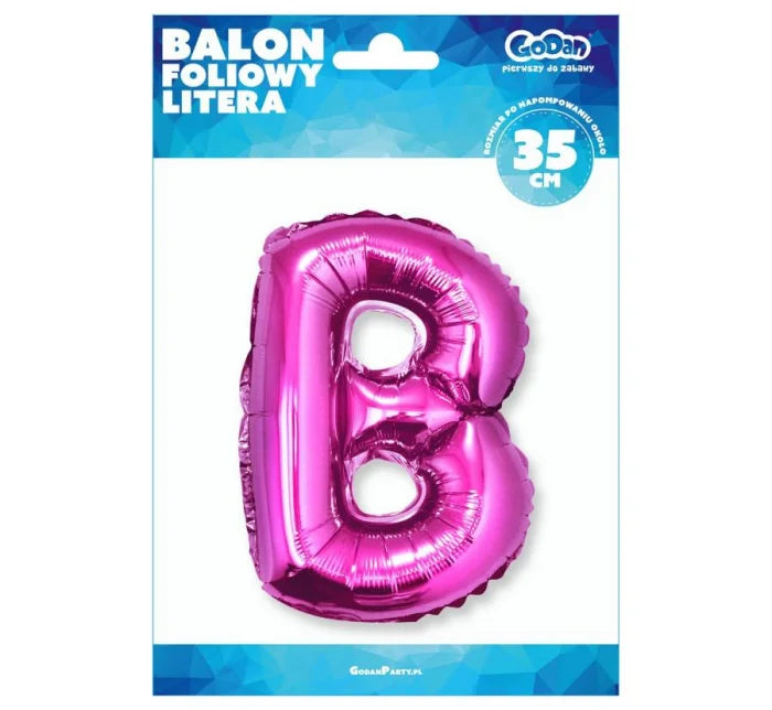 Balon foliowy litera „B” – różowy 35 cm