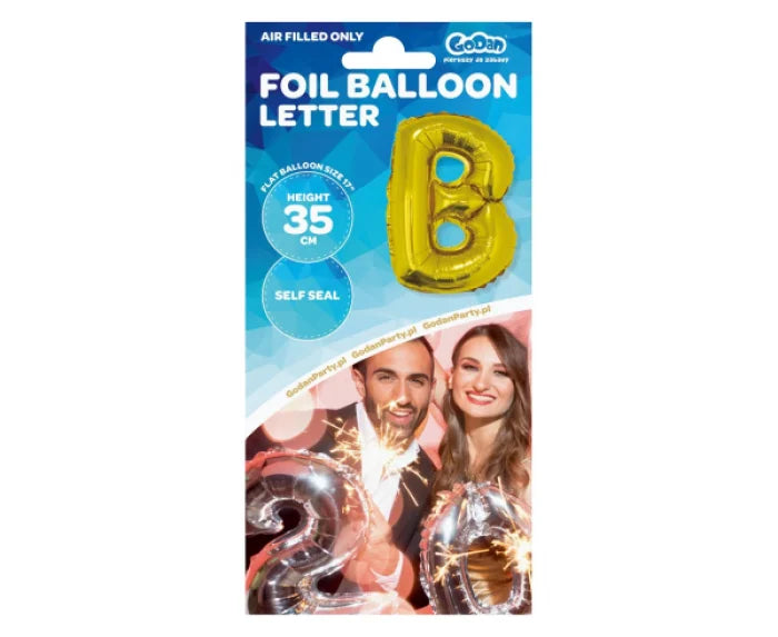 Balon foliowy litera ’B’ – złoty 35 cm