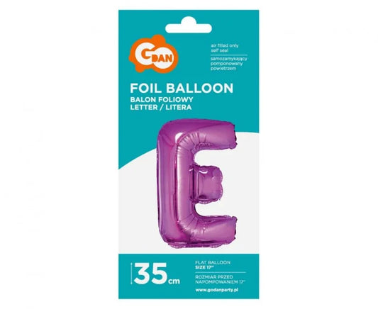 Balon foliowy ’Litera E’ – różowy 35 cm
