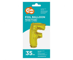 Balon foliowy litera ’F’ – złoty 35 cm