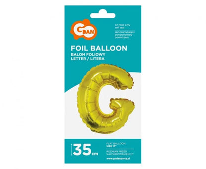 Balon foliowy litera ’G’ – złoty 35 cm