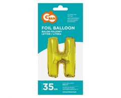 Balon foliowy litera ’H’ – złoty 35 cm