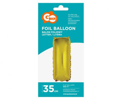 Balon foliowy litera ’I’ – złoty 35 cm