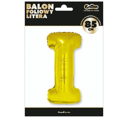 Balon foliowy litera ’I’ – złoty 89 cm