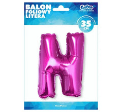 Balon foliowy litera „N” różowy 35 cm
