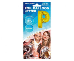 Balon foliowy litera ’P’ – złoty 35 cm