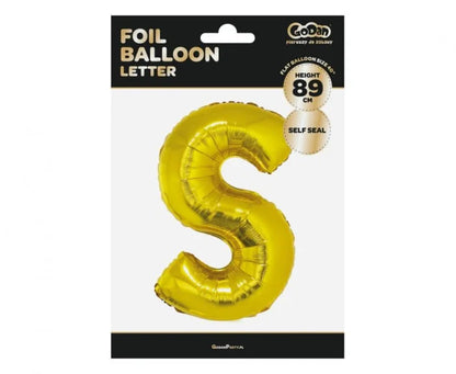 Balon foliowy litera ’S’ – złoty 89 cm