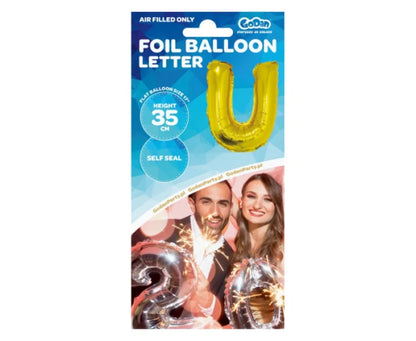 Balon foliowy litera ’U’ – złoty 35 cm