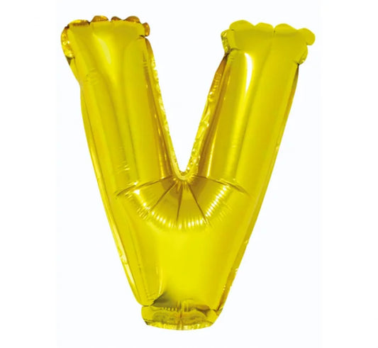 Balon foliowy ’Litera V’ – złota 35 cm