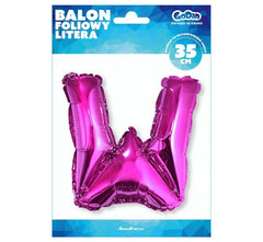 Balon foliowy litera „W” – różowy 35 cm