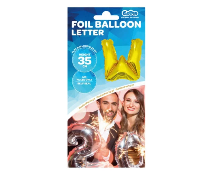 Balon foliowy ’Litera W’ – złota 35 cm