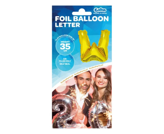 Balon foliowy ’Litera W’ – złota 35 cm