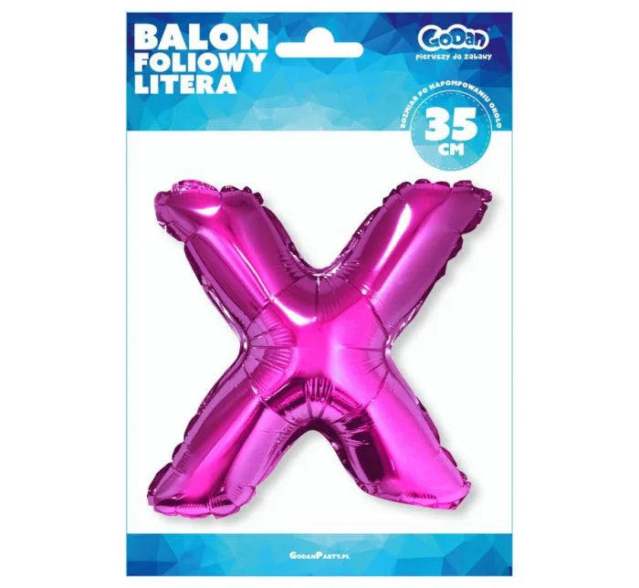 Balon foliowy litera „X” – różowy 35 cm