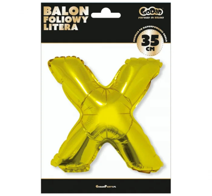 Balon foliowy ’Litera X’ – złota 35 cm