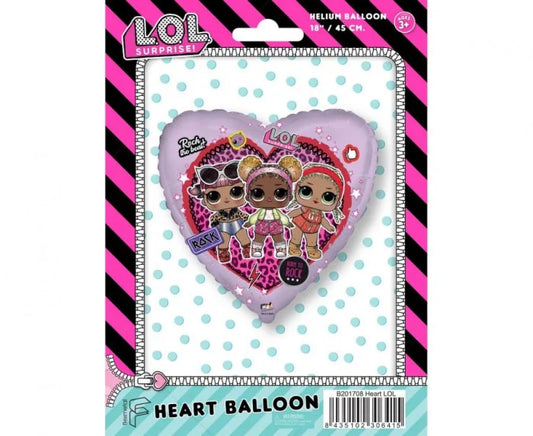 Balon Foliowy LOL: Rock – Serce Wielokolorowy – 46 cm x 48 cm – Flexmetal