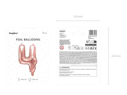 Balon foliowy metalizowany – Cyfra ’4’’ różowe złoto 40 cm