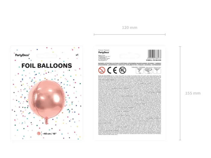 Balon foliowy metalizowany – Kula różowe złoto 50 cm