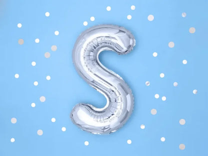 Balon foliowy metalizowany – Litera ’S’ srebrny 40 cm