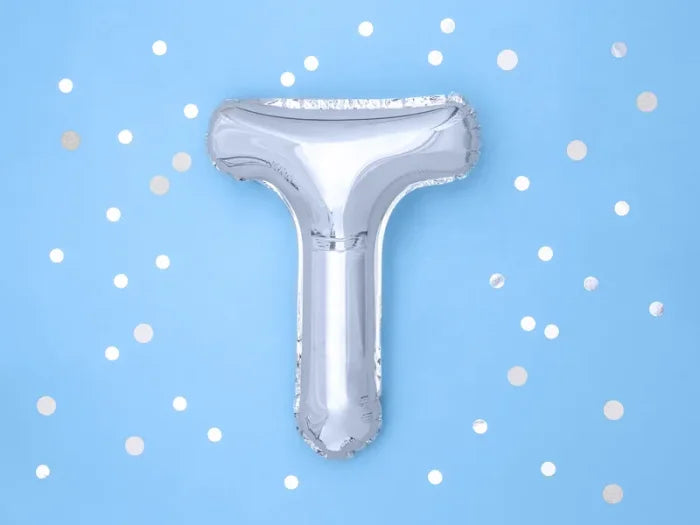 Balon foliowy metalizowany – Litera ’T’ srebrny 40 cm