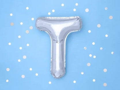 Balon foliowy metalizowany – Litera ’T’ srebrny 40 cm