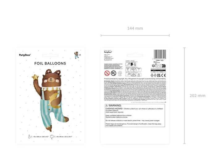 Balon foliowy „Miś” – 72 x 104 cm mix kolorów
