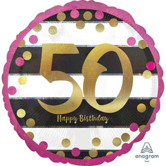 18" Pink & Gold Milestone 50 Holographic