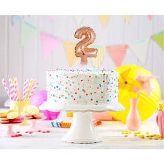 Balon foliowy na patyczku, CYFRA 2, różowo-złota